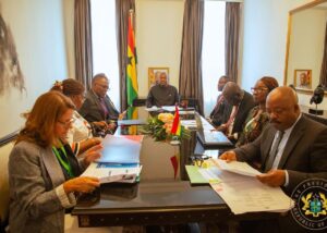 Team Ghana led by President Mahama meets counterparts in Brussels.