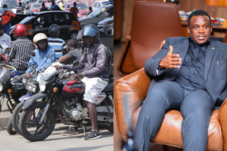 Courier riders protest licensing fee outside Asase Radio Accra