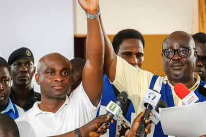 Bernard Bediako celebrates after winning Akwatia by-election (ChatGTP)
