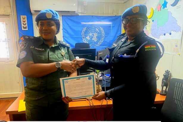 ASP Alison Raji Atuluk commanding UN parade in CAR