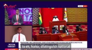 Executive Director of Educate Africa Institute, William Boadi speaking on Noon Target on Bullet TV