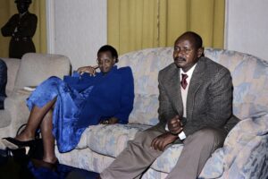 Ugandan President Yoweri Museveni with his wife Janet Musevini, October 24, 1987