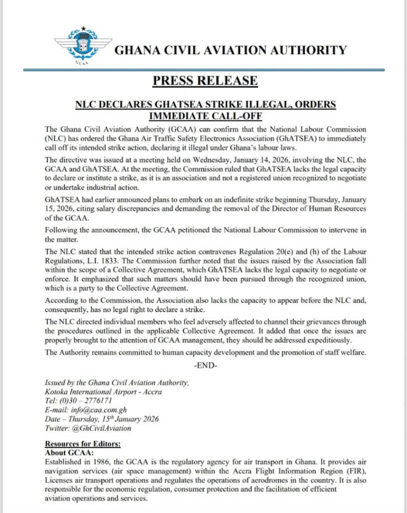 NLC Declares Aviation Electronics Strike Illegal, Orders Call-Off