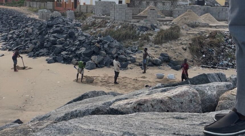 Massive Sand Winning Persists Behind Cape Coast Victoria Park Despite Sea Defence Projects