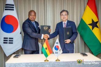 Minister for Foreign Affairs, Samuel Okudzeto Ablakwa(left) and South Korea's Foreign Minister, Cho Hyun(right)
