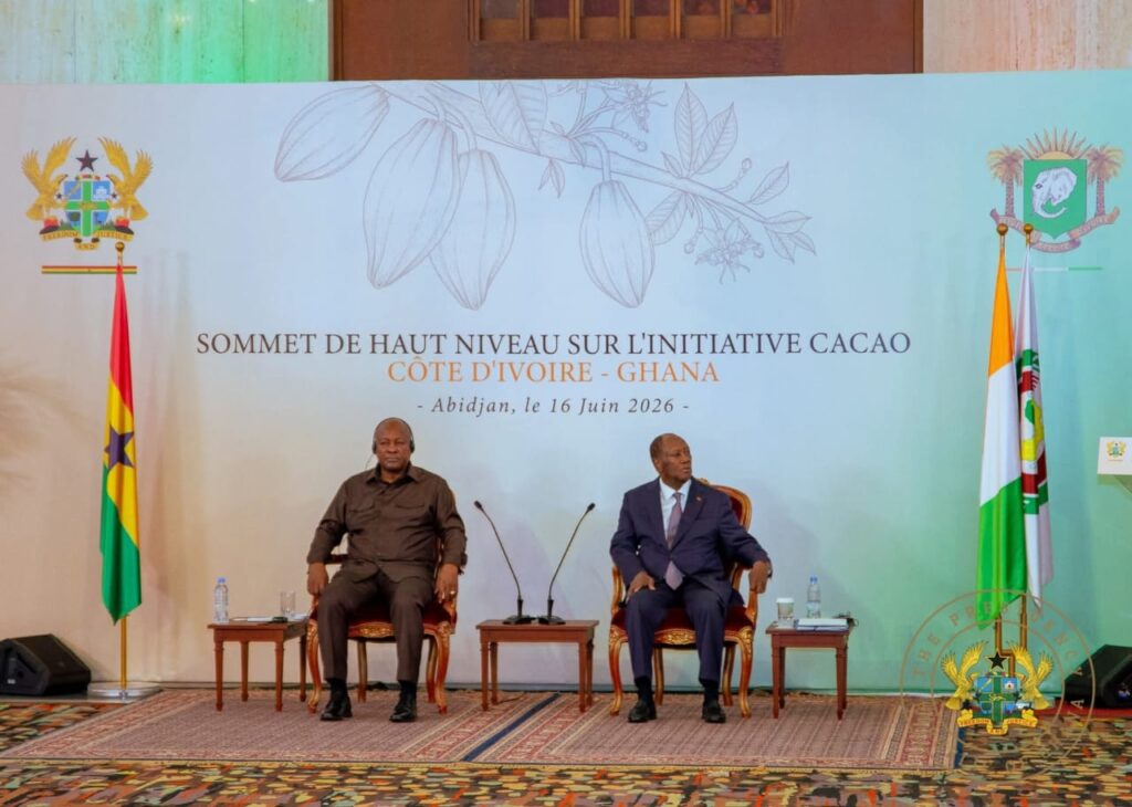 President John Dramani Mahama(LEFT) and President Alassane Ouattara in Abidjan