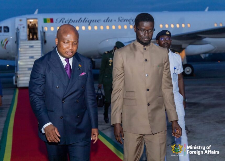Minister of Foreign Affairs, Samuel Okudzeto Ablakwah and the President of Senegal, Bassirou Diomaye Diakhar Faye(right)